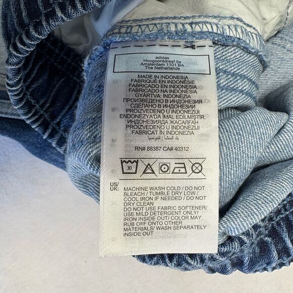 Adidas X KSENIASCHNAIDER Patchwork Wide Leg Denim High Rise Blue Jeans Size L - Picture 10 of 16